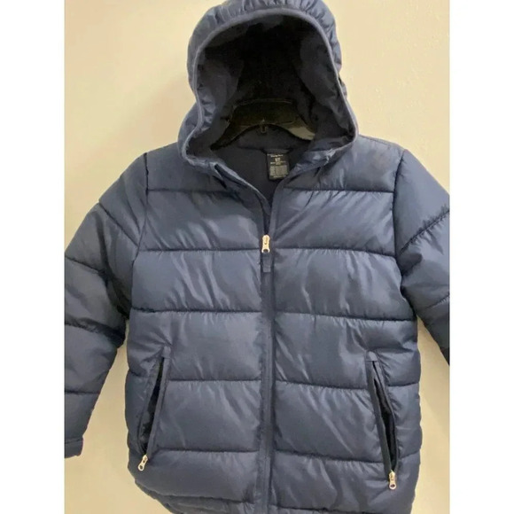KIDS NAVY BLUE FADED GLORY PUFFER JACKET SIZE SMALL 6-7  NO FLAWS  NO DEFECTS - Picture 2 of 8